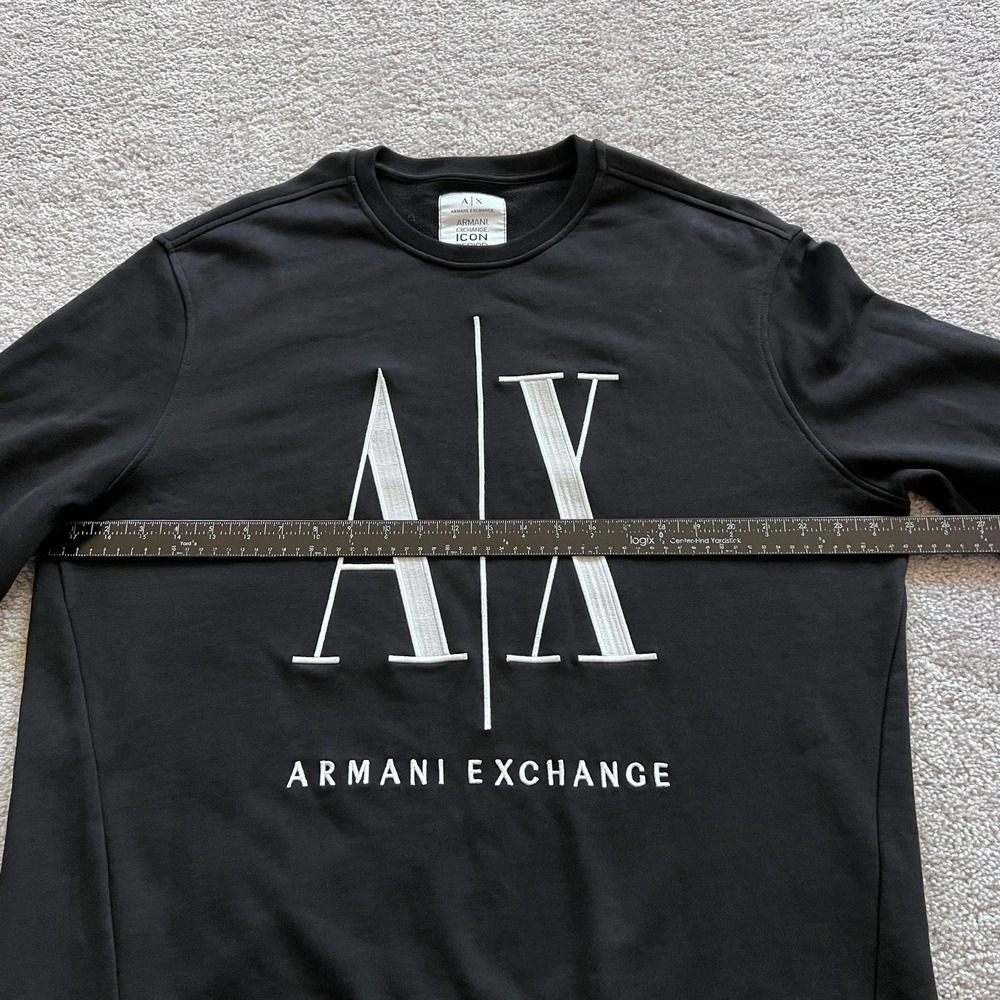 Armani Exchange Icon Logo Sweatshirt Mens XL Black Fleece Crewneck Pullover - Picture 10 of 15